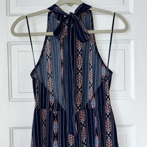 LULU’S NAVY BLUE PRINT HALTER MAXI DRESS - Picture 9 of 15